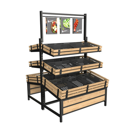 Double Side Fruit and Vegetable Display Rack