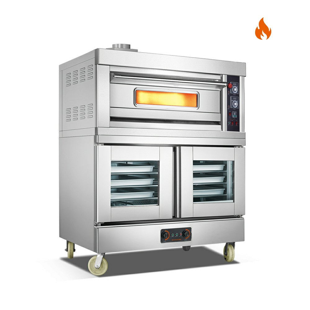 Room Temp.~110℃/400℃ Oven / Proofer Gas Stainless Steel Door Combined Oven