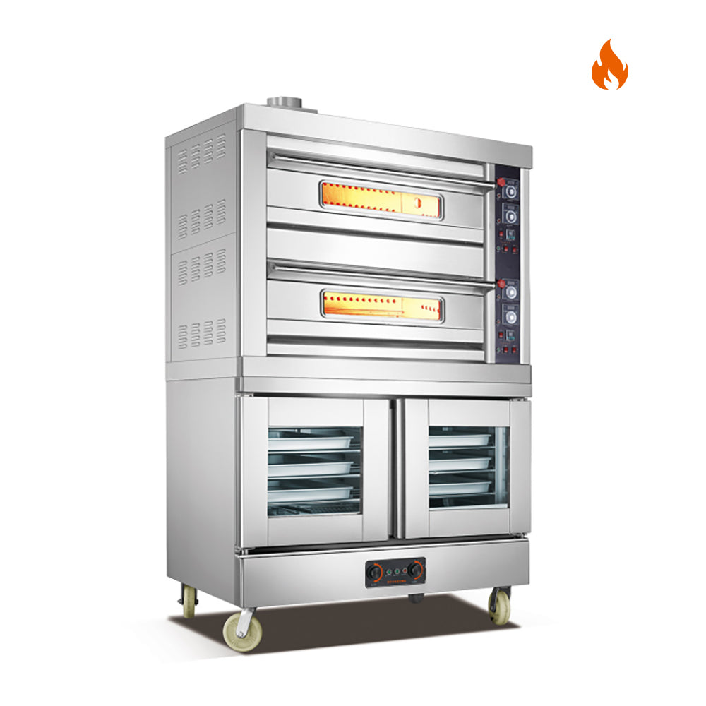 Room Temp.~110℃/400℃ Oven/ Proofer Gas Stainless Steel Door Combined Oven