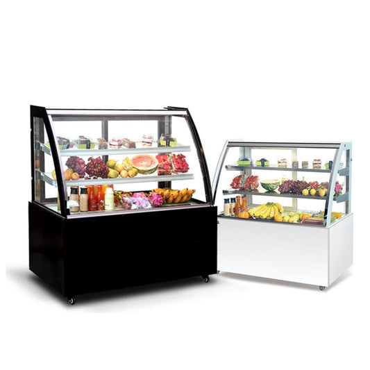 1200*670*1190mm Curved  2 ~ 8°C Freestanding Refrigerated Bakery Case ShowCase