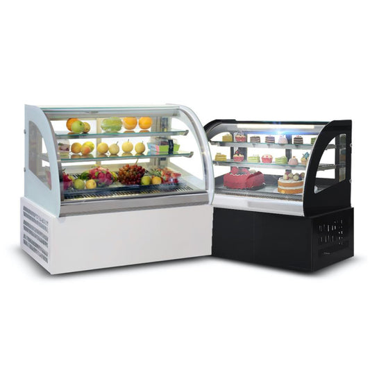 1200*510*760mm Curved  2 ~ 8°C Countertop Refrigerated Bakery Case ShowCase