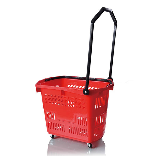 10PCS/Pack Rolling Plastic Shopping Basket 60L